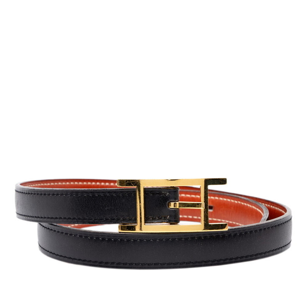 Hermes Api Reversible Belt, Stamped □A, Size 65, Black and Gold Leather, Wome...